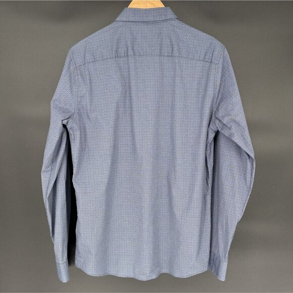 01.Algo Mens Slim Fit Long Sleeve Button-Up Shirt M Blue Going Out Date Night - Picture 2 of 11